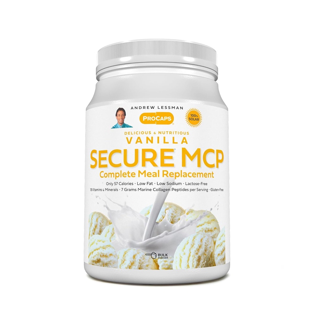 ANDREW LESSMAN Veilige MCP Complete Maaltijd Vervanging - Vanille 10 Servingen - Slechts 57 Calorieën, Low-Fat, 7 Gram Marine Collageen Peptiden, bevordert Radiante Zachte Huid, Comfortabele gewrichten
