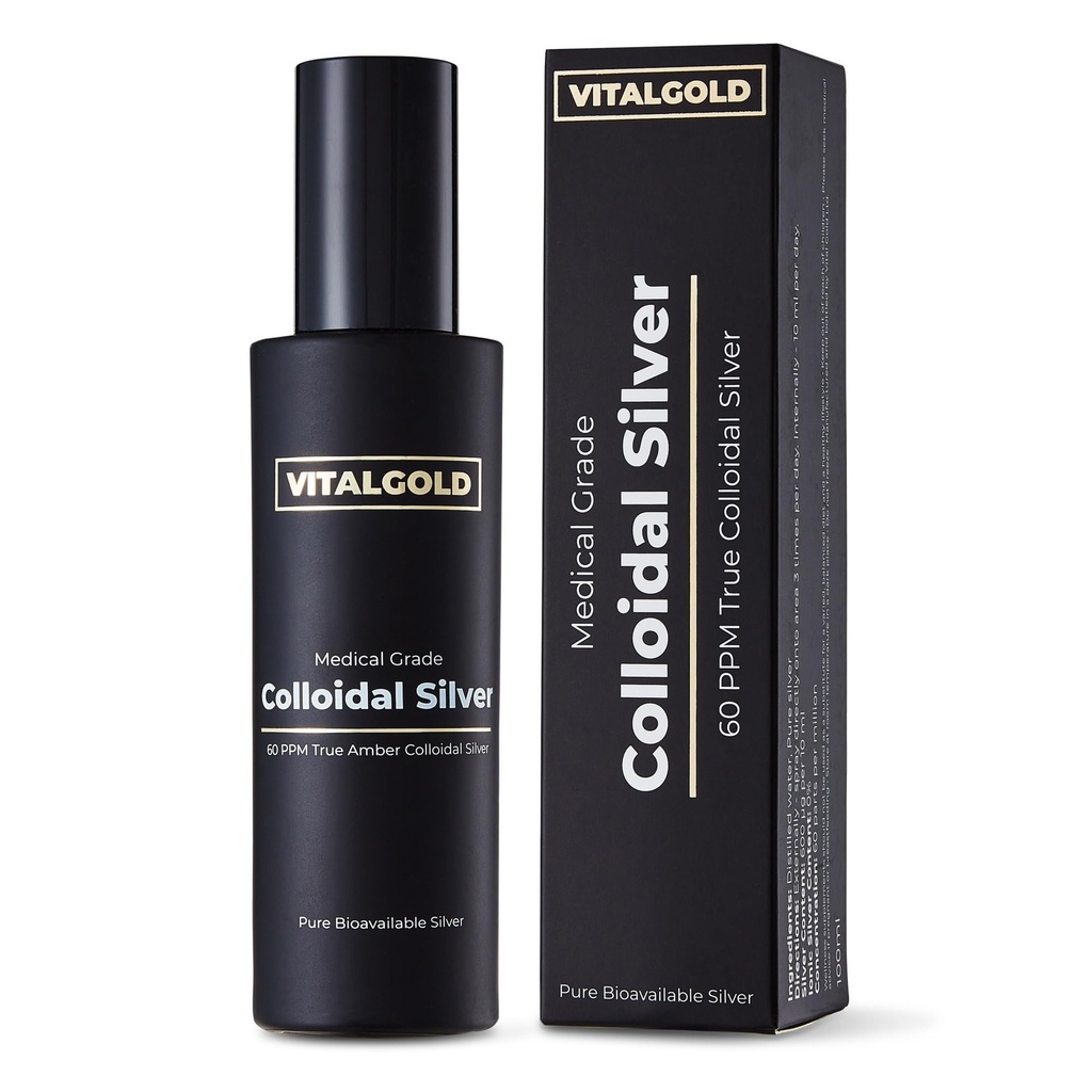 True Collective Silver 60 PPM - gratis van Ionic Silver - 100ml glazen fles met Atomiser Spray Cap