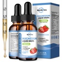 2 Pack Liquid Magnesium Glycinate druppels met Taurate & Citrate, Kalm Magnesium met Omega3, L-Theanine, Kalium, Ashwagandha, Vitamine voor Slaap, Spier, Immune Health, Suikervrije aardbeien smaak