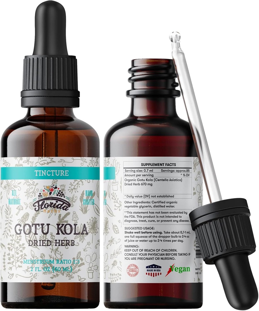 Gotu Kola Tinctuur, Biologische Gotu Kola Extract, Gotu Kola Drops (Centella Asiatica) Gedroogde Kruiden