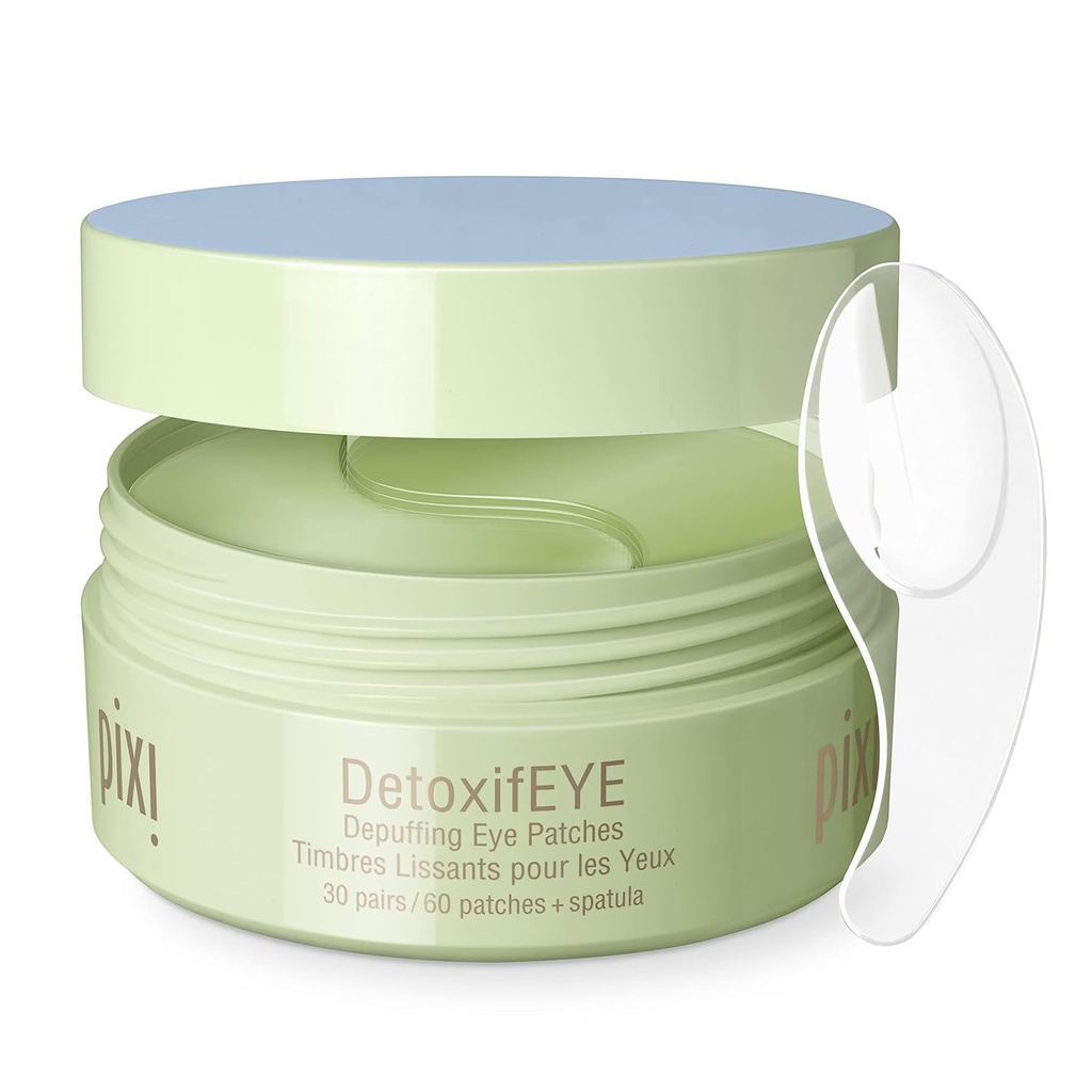 Pixi DetoxifEYE Depuffing Hydrogel Under-Eye Patches, Cucumber, Hyaluronic Acid & Caffeine For Puffy Eyes and Dark Circles, Hydrate Eye Area, 30 pairs, 60 Patches