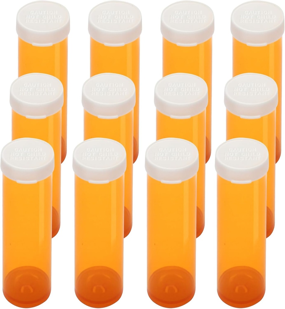 Empty Plastic Pill Bottles with Easy Open Caps (Not Child Resistant), Prescription Medication Vials, Clear Containers Pill Cases Dispenser Organizers (12pcs) (60 Dram)