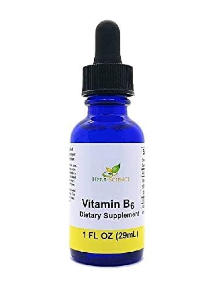 Liquid Vitamin B6 Drops - Pyridoxine Extract Dieetsupplement voor ondersteuning Hersenfunctie, Immuniteit, Zenuwstelsel, Hart Gezondheid, Metabolisme - 500% DV, 36 porties per fles - 1 fl. oz.