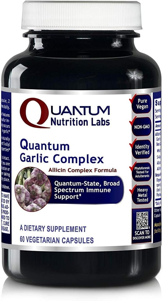 Quantum Nutrition Labs Quantum Knoflook Complex - Knoflook Allicine Supplementen, Knoflook pillen, Allicine Extract, Knoflook Extract, Biologische Knoflook Capsules, Immuun Ondersteuning - 60 Vegetarische Capsules