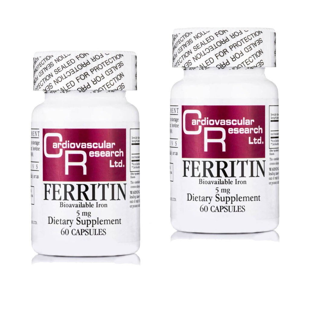 Cardiovasculair onderzoek Ferritin Iron Supplement for Women and Men 5 mg 120 Capsules - 2 Pack Saver