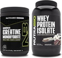 NutraBio Creatine Monohydraat, Unflavored, 300g en Wei Proteine Isolaat, Ice Cream Cookie Droom, Supplement Bundle - Spierenergie, Lean Spiergroei, Herstel, en sterkte