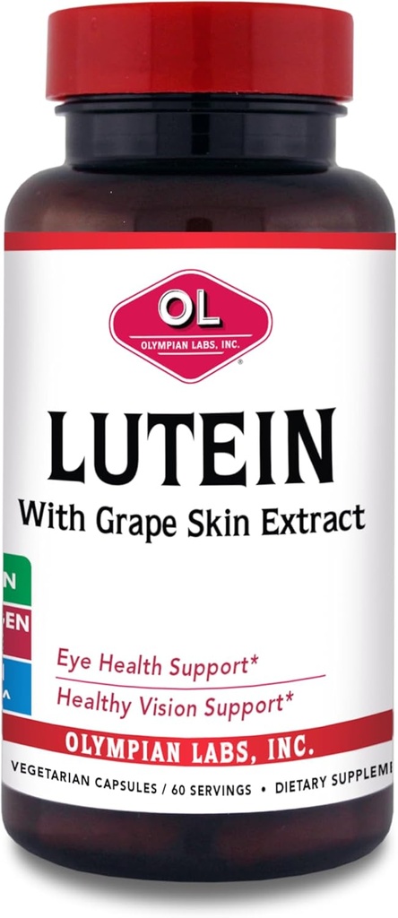 Olympian Labs Lutein 20 mg, 60 Capsules Geformuleerd met FloraGLO en Grape Skin Extract, ondersteunend gezond zicht en oogfunctie