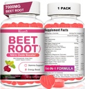 Beetwortel Gummy's - Nitric Oxide Beet Gummies for Circulatie Support, Nitric Oxide Production - with Grape Seed, Hawthorn Berry, Hibiscus, Organic, Non-GMO, 60 Gummies