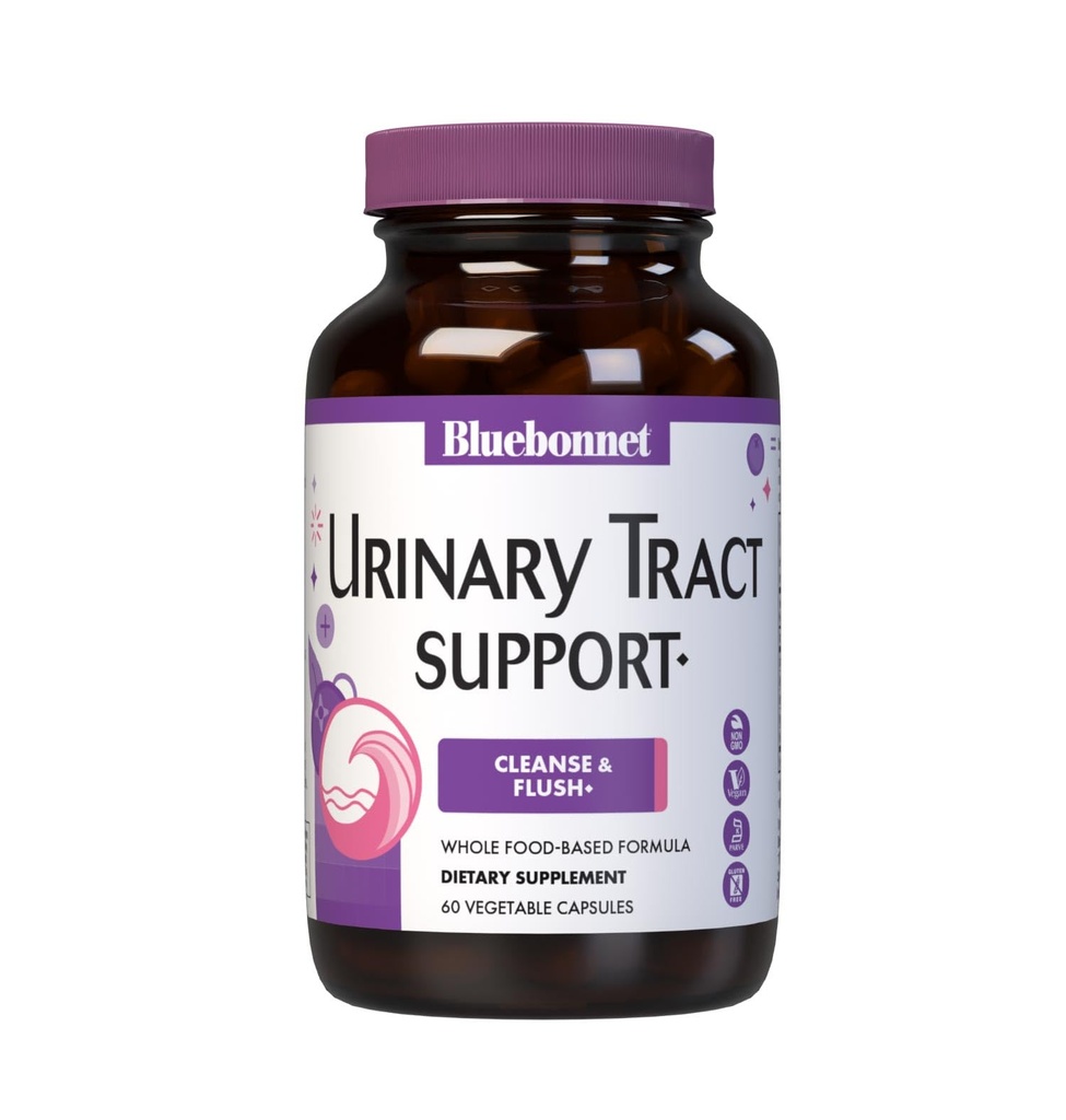 Bluebonnet Voeding Urinaire Tract Ondersteuning, Reinigen & Flush*, Sojavrij, Glutenvrij, Kosher-gecertificeerd, Niet-GMO, Dairy-Free, Veganistisch, 60 plantaardige capsules, 30 porties