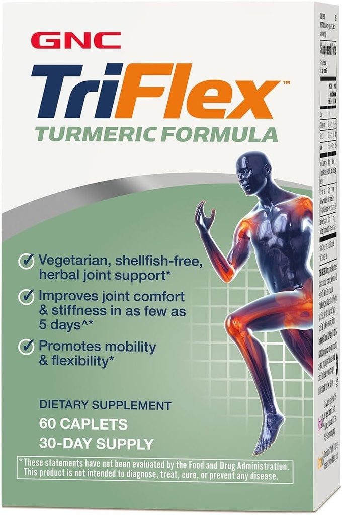 GNC TriFlex Turmeric Formula, verbetert Joint Comfort en Stiffness, bevordert mobiliteit en flexibiliteit, 60 Caplets
