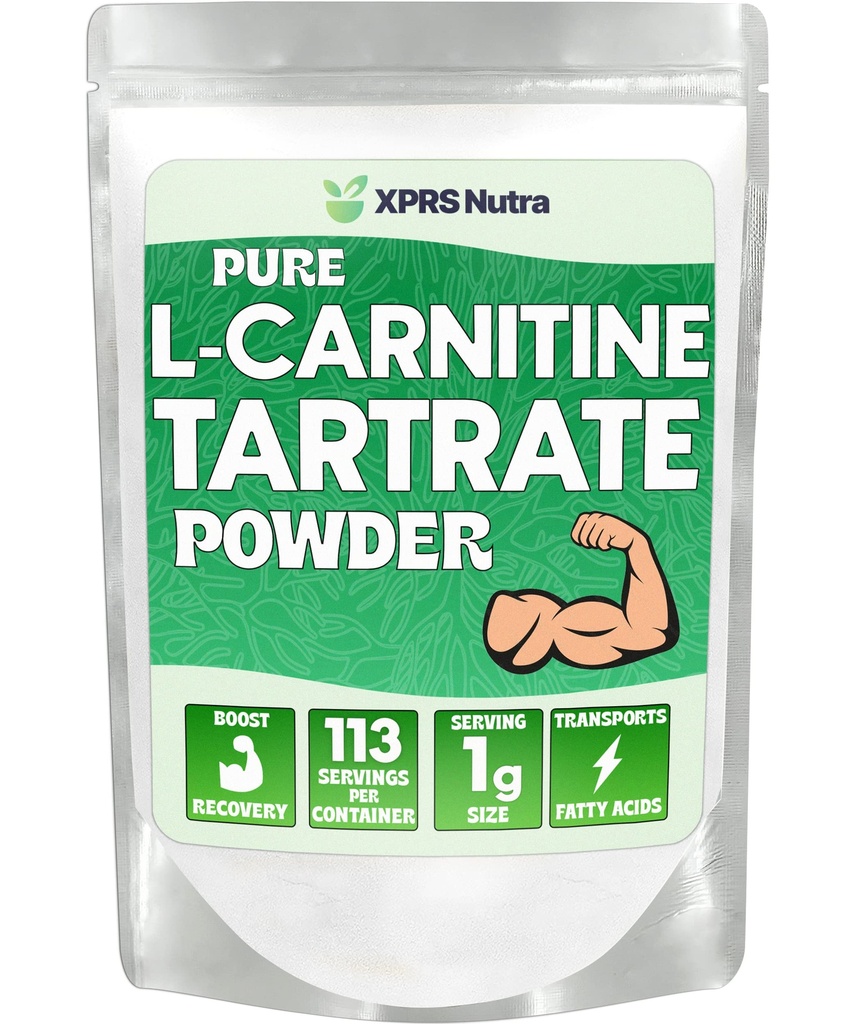 XPRS Nutra L Carnitine L Tartraatpoeder - Premium Pure L Carnitinetartraat - L-Carnitine - Vegan Friendly Bulk L Carnitinepoeder - Aminozuursupplement (4 Ounce)