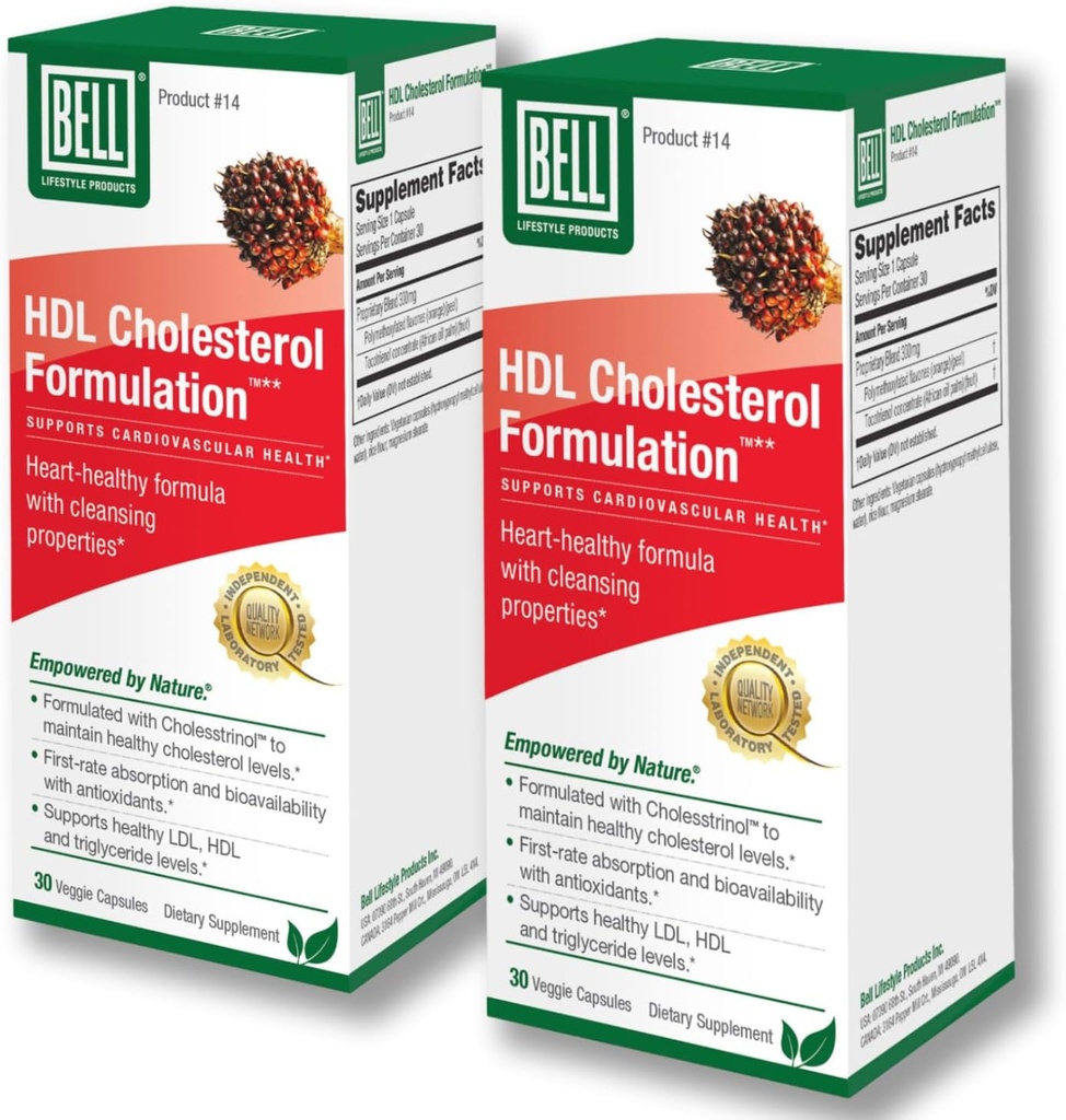 Bell HDL Cholesterol FormulationTM, Cholesterol Health Supplement - Cholesterol Lowering Supplementen, Unieke Blend, voor vrouwen en mannen 2 Pack