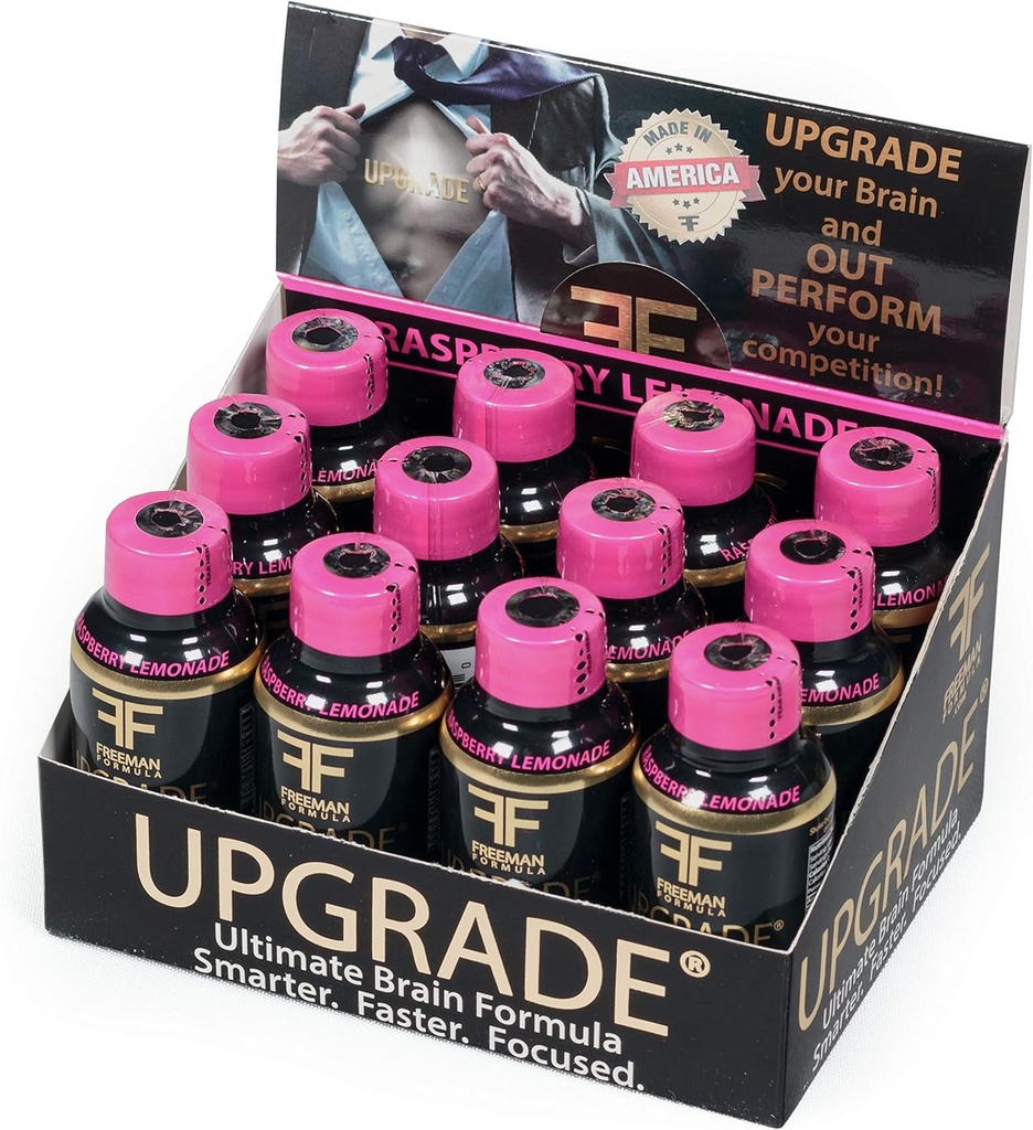 Upgrade Brain Supplement - Verbetert het geheugen, concentratie, focus en helderheid - Eigen Blend van AAKG met Beta Alanine, Alpha GPC, Green Tea & Ginkgo Biloba-2 Fl oz (12 Pack)