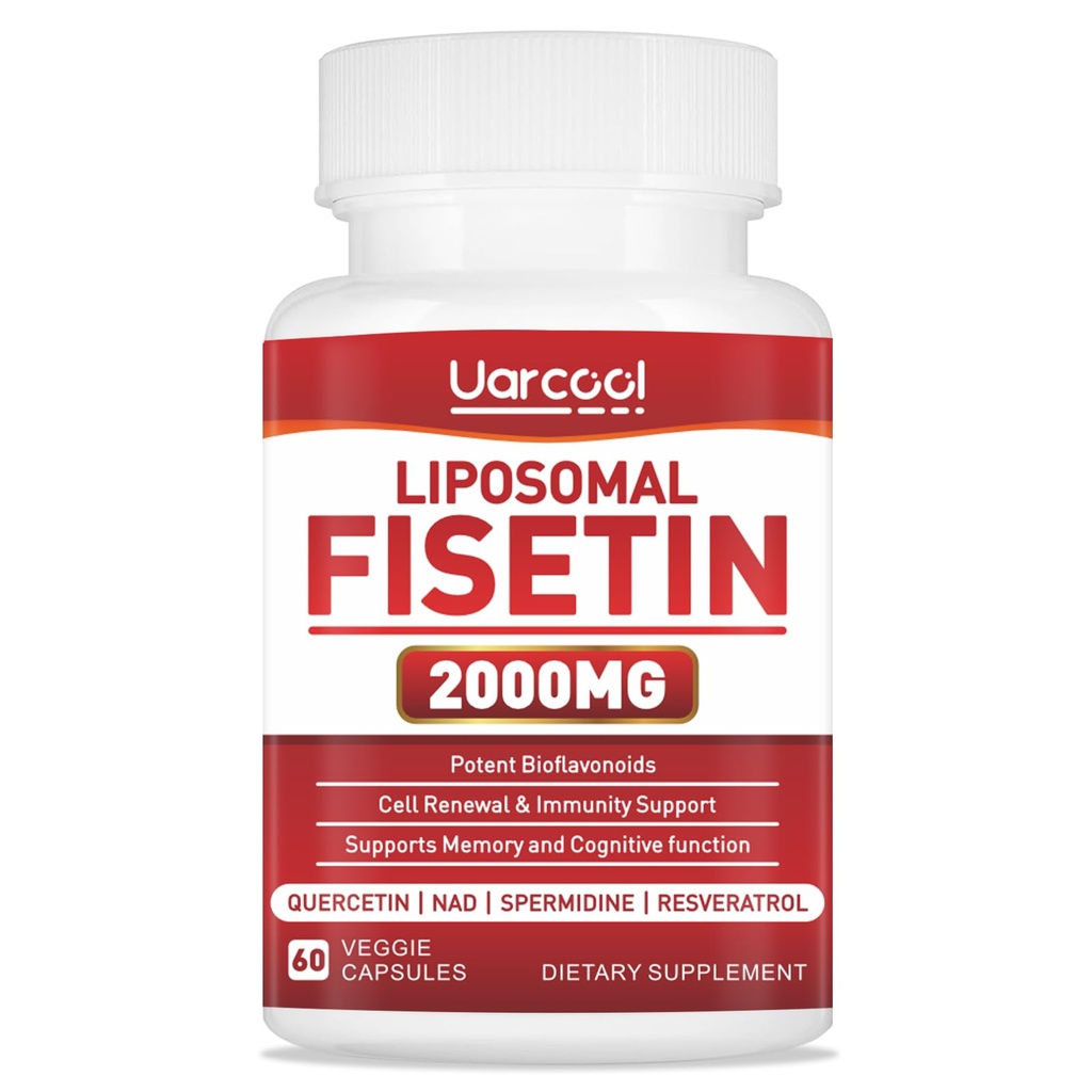 Fisetin Supplement 2000mg for Healthy Aging and Longevity, Skin Health, Brain - Soy Free, Vegetarisch - 60 Softgels