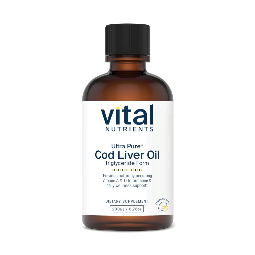 Vitale voedingsstoffen - Ultra Pure Cod Liver Oil 1025 (Farmaceutische kwaliteit) - 100% Pure Norwegian Cod Liver Oil - 200 ml per fles
