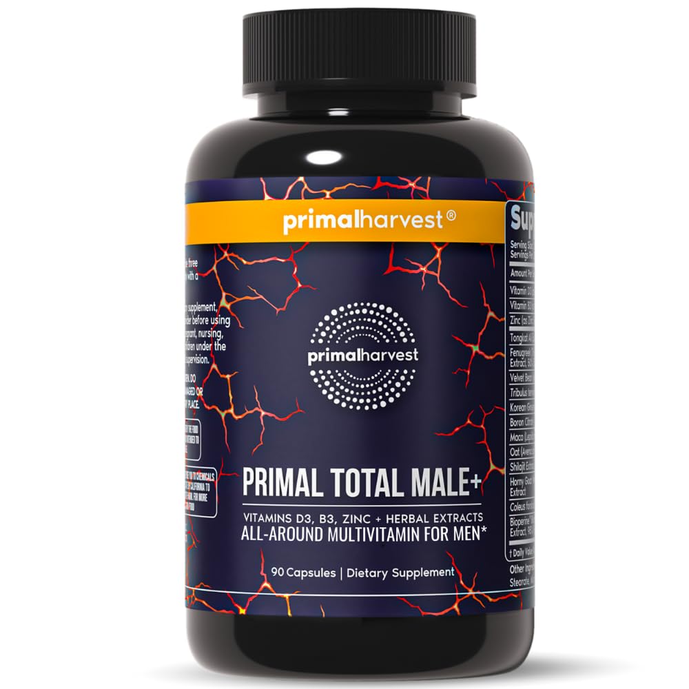 Primal Harvest Total Male+ Multivitamine voor mannen met essentiële vitamines, mineralen en kruidenondersteuning voor energie, vitaliteit, immuungezondheid en prestaties