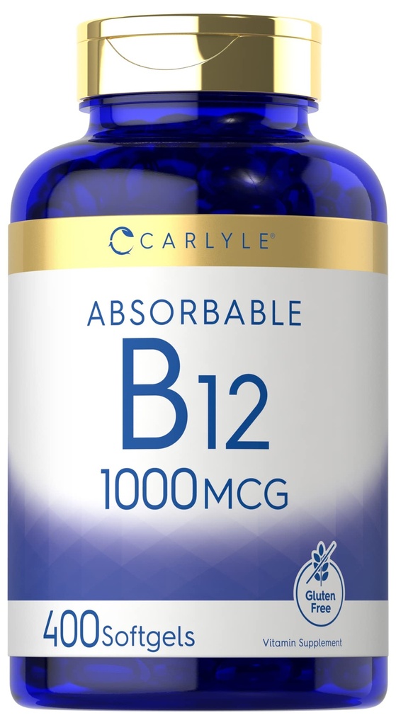 Carlyle Vitamine B12 1000 mcg Absorbeerbaar 400 Softgels Niet-GMO en Glutenvrij Supplement