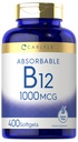 Carlyle Vitamine B12 1000 mcg Absorbeerbaar 400 Softgels Niet-GMO en Glutenvrij Supplement