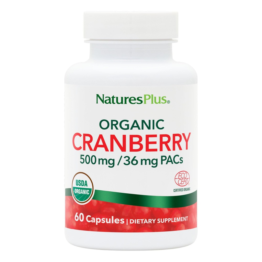 NaturesPlus Biologische Cranberry 500 mg - 60 Capsules - Helpt bevorderen gezonde urinetrek - USDA Certified Organic, Vegan, Gluten Free, Non-GMO - 30 Servers