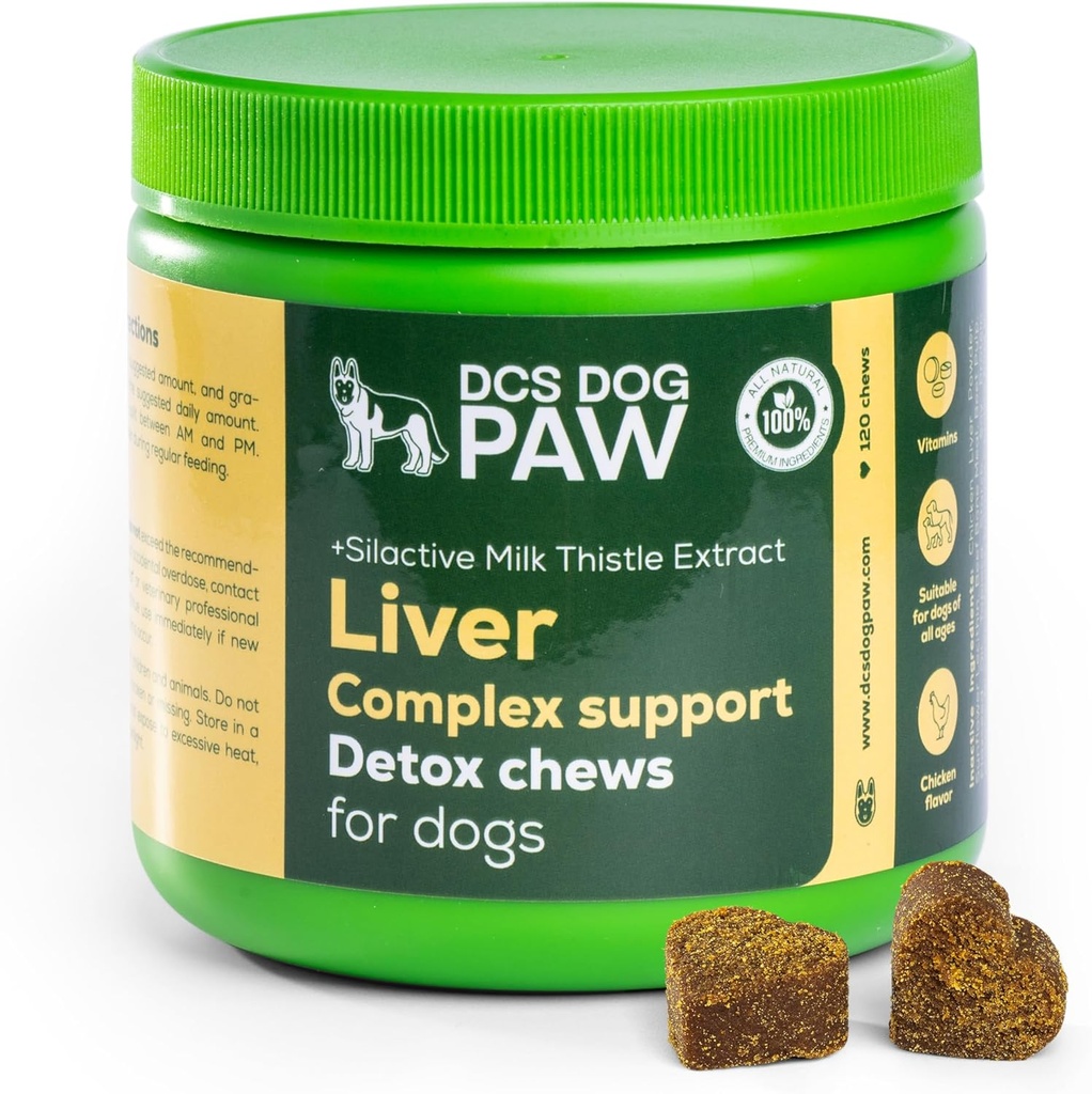 Lever en nieren supplement honden detox kauwgom, Complexe ondersteuning met hoge niveau melk distel Extract voor honden gezondheid, 120 kippen smaak vitamine Bites voor alle hondenrassen
