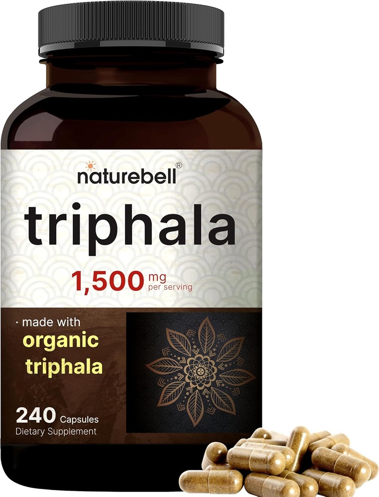 NatureBell Triphala Capsules Supplement, 1.500mg Per Serving 