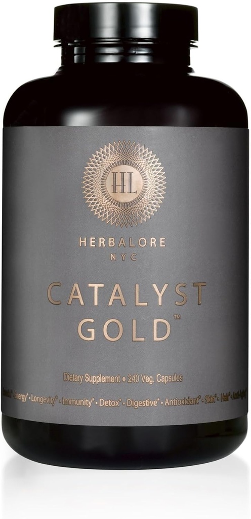 Natuurlijke Catalyst Gold Superfood supplement voor immuniteit, spijsvertering, haar, huid en nagels (240 capsules)