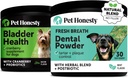 Cranberry Bladder Health + Dental Powder for Teeth Cleaning & Plaque Removal, Urinaire Tract & Bladder Ondersteuning voor honden