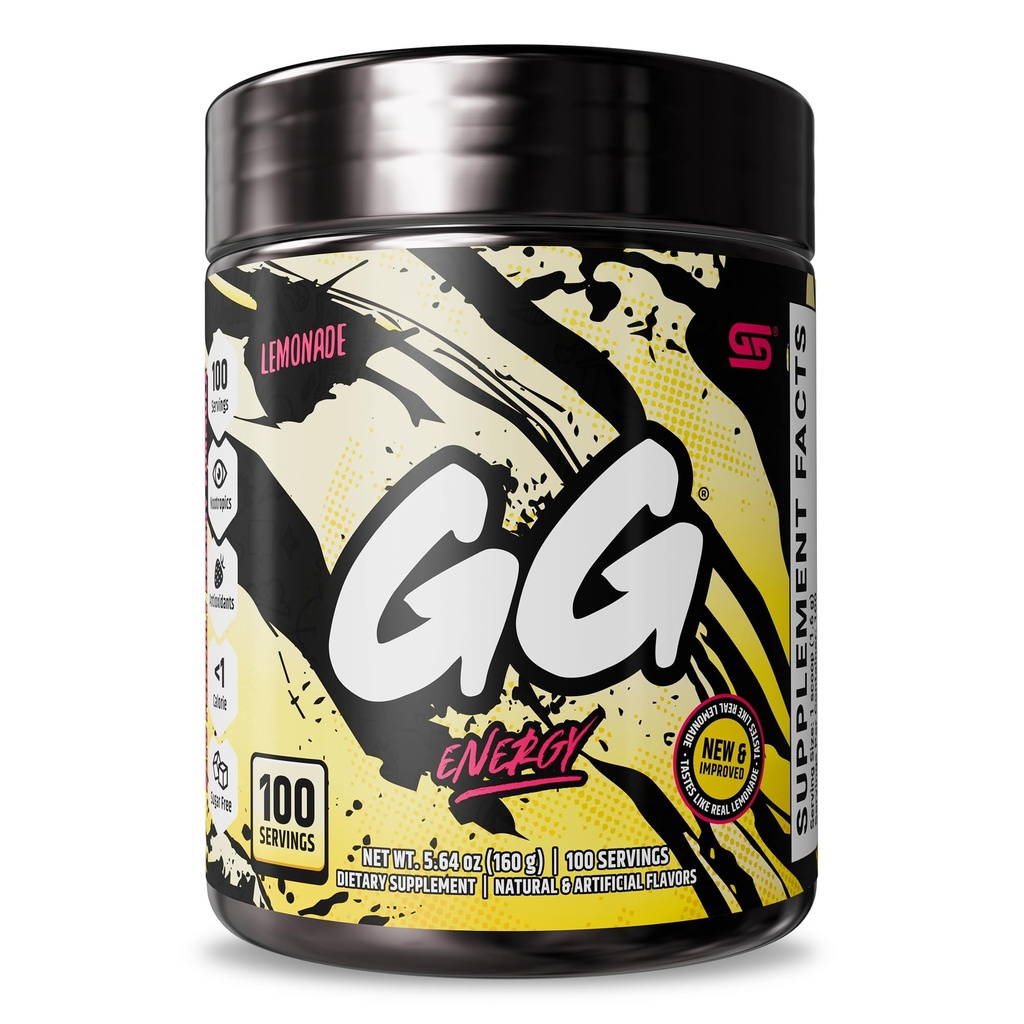 Gamer Supps GG® Energy - Limonade (100 porties) - Keto Friendly Gaming Energy and Nootropic Blend, Sugar Free + Biologische Cafeïne + Vitaminen, Poeder Drink