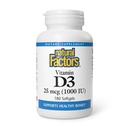 Natuurlijke factoren, vitamine D3 1000 IE (25 mcg), ondersteunt sterke botten, spieren en immuunfunctie, 180 tabletten