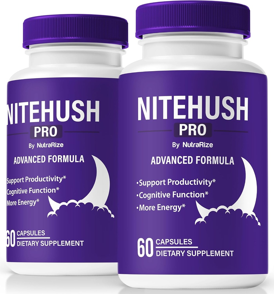 (2 verpakkingen) Nite Hush Pro Capsules- Ontgrendel uw volledige potentieel met NiteHush Pro Formule - Premium ondersteuning voor focus, concentratie en evenwichtige gezondheid, officiële NiteHushPro Pillen Review (120 capsules)