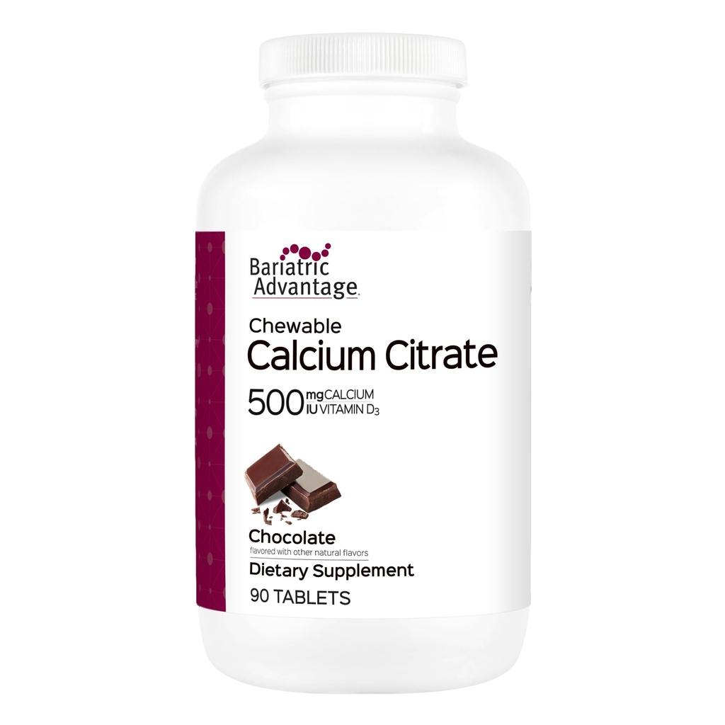 Bariatrische Voordeel Calcium Citrate Kauwbare 500 mg - voor Bariatrische Chirurgie Patiënten - Hoge Potentie, Easy-Digest Tablets - Calcium Citrate - Bone Strength Supplements* - 90 Tellen - Chocolade