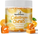 Bovine Colostrum Zachte Kauwen Supplement met probiotica voor Gut Health, Bloating, Immune Support, Huid, Haargroei en Schoonheid - Oranje Smaak (60 Servers)