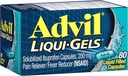 Advil Liqui-Gels pijnstiller en koortsreducer, pijnmedicijn voor volwassenen met Ibuprofen 200 mg voor hoofdpijn, rugpijn, menstruele pijn en gewrichtspijn verlichting - 80 vloeibare gevuld capsules