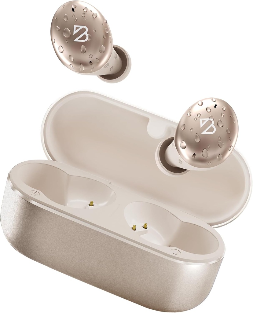 Terug Bay Audio Tempo 30 Draadloze oordopjes voor kleine oren - Award-Winning Sound, Zweetproof Bluetooth oordopjes, Comfortabele oordopjes voor vrouwen, Gouden oortelefoons Kleine oorkanaaltjes, Lange Batterij hoofdtelefoon