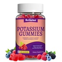 Kalium Gummies,Chewable Kalium Supplement 1000mg voor volwassenen, Ondersteuning Been Krampen en spiergezondheid voor vrouwen en mannen - Sugar-Free,Vegan,60 Tellen
