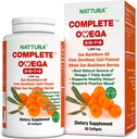 Nattura Complete Omega 3-6-7-9, Pure Sea Buckthorn Oil, Europese kwaliteit, van ongeraffineerde, koude geperste hele zee Buckthorn Wilde Bessen - Niet-GMO, Certified Kosher, Glutenvrije 1 Fles - 60 Capsules