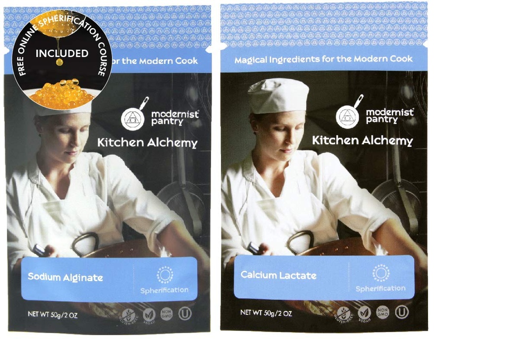 Natriumalginaat + Calcium Lactaat Waarde Pakje Niet-GMO Vegan OU Kosher Gecertificeerd - 100g/4oz (Bundel met 2 items)
