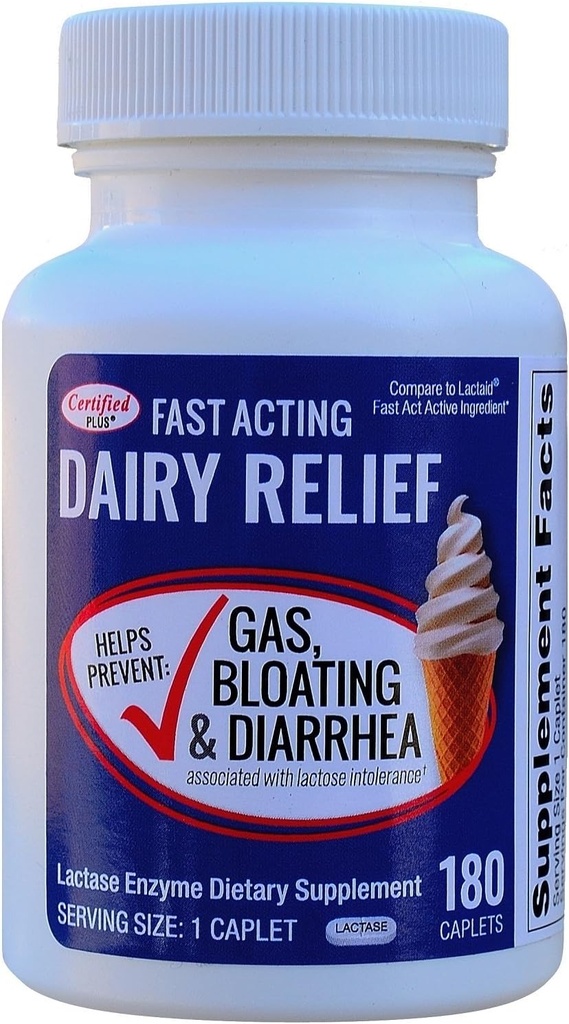 Fast Acting Lactase 180 Caplets Generieke Lactase Fast Act 9000 FCC Units per Caplet