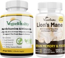 Vegan Vitality Lion's Mane x General Health Combo Bundle - 6 maanden Lion's Mane en Multivitaminen