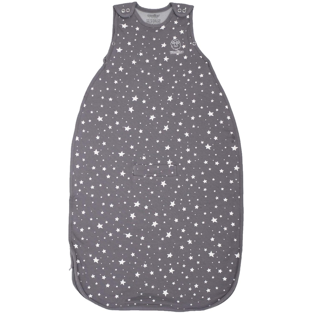 Woolino Merino Wool and Organic Cotton Ultimate Sleep Sack - 4 Seizoen - Two-Way rits verstelbare slaapzak - Universele maat slaapzak voor baby (2-24 maanden) - Star Gray
