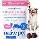 Native Pet Omega Skin and Coat Chews for Dogs - Hondenhuid en Coat Supplement voor gezonde, glanzende bont, Verminder Vergieten en Droge Vlekken - Gemaakt met Omega 3 Visolie en Wild-Caught Zalmolie - 120 Kauwen