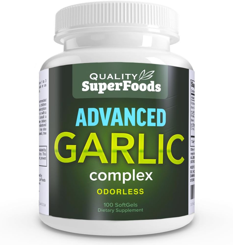 Advanced Knoflook Complex - Quality SuperFoods (100ct) Maximale sterkte Complex Bevat een mengsel van geurloze knoflook (Allium Flour), petroselinum crispum en chlorofyl.