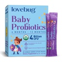 LOVEBUG Probiotica voor baby's - Biologische Baby Probiotica 6-12 maanden voor baby Immune Ondersteuning, Gas, Colic, Diarree & Infant Constipatie Relief Sugar-Free, Smaakloos Poeder, 30 Pack