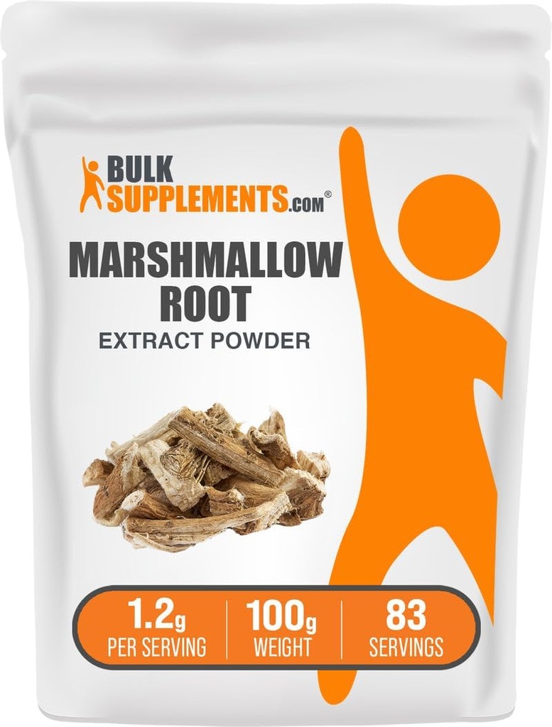 BulkSupplements.com Marshmallow Root Extract Powder - Marshmallow Root Supplement, Herbal Supplement - Glutenvrij, 1.2g per Serving, 100g (3.5 oz) (Pack of 1)
