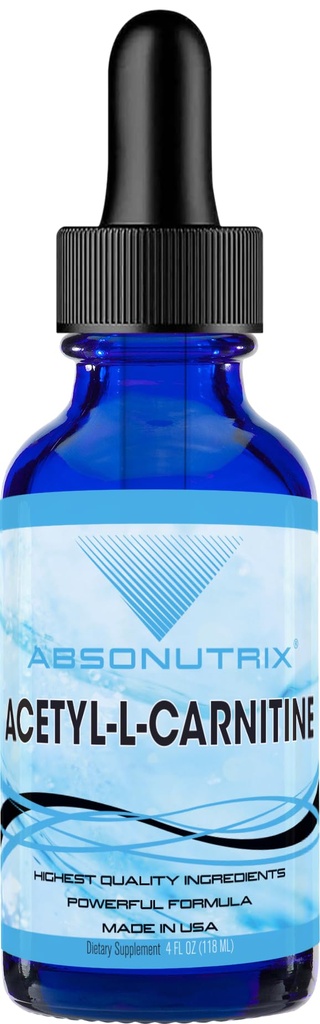 Absonutrix Acetyl L-Carnitine, 593mg per portie, 200 Krachtige porties, Quick Absorptie Liquid Drops, Glutenvrij, Derde-partij getest, GMP-gecertificeerd, Niet-GMO, Made in USA