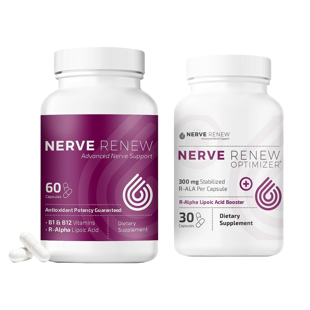 NERVE RENEW Advanced Nerve Support Supplement en Optimizer - Versnelde Nerve Supplement Bundle - 30-daagse levering