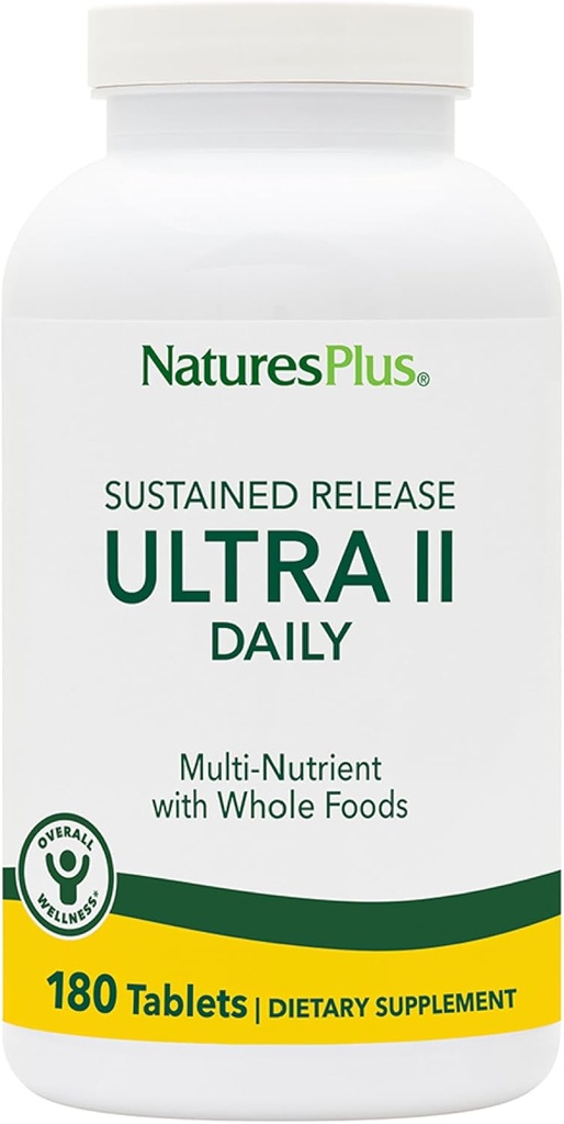 NaturesPlus Ultra II Dagelijks - 180 tabletten, Verpakking van 2 - Multivitamine met hele voeding voor algehele welzijn - Ondersteunt Energie & Immune Health - Sustained Release - 360 porties