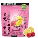 PoederVitamine Electrolytes Powder Plus (100 porties) Raspberry Limonade Electrolyte Powder, Zero Calorie, Keto, Zero Sugar, No Maltodextrine, 1000mg Kalium,120mg Calcium,120mg Magnesium, Hydration