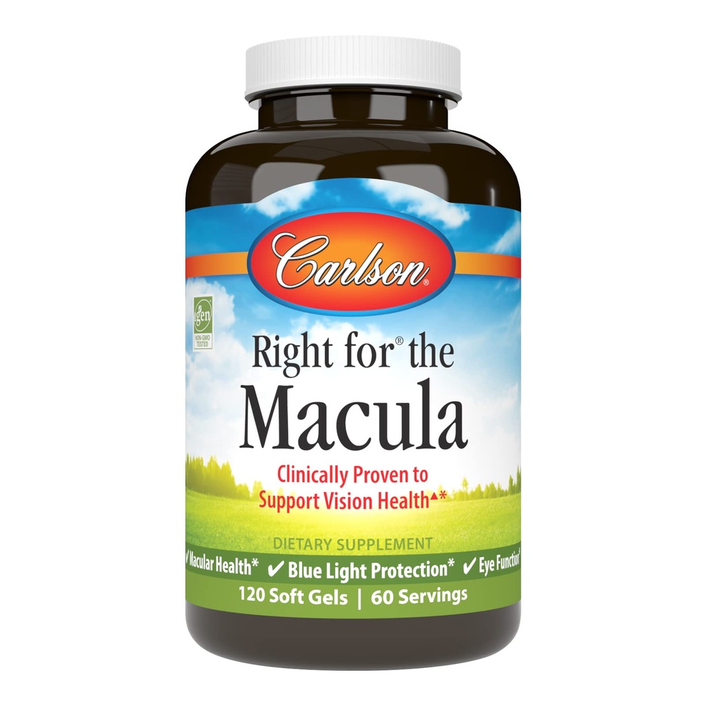 Carlson - Rechts voor de Macula, klinisch bewezen om Vision Health, Macula Health, Blue Light Protection & Eye Function, 120 Softgels te ondersteunen