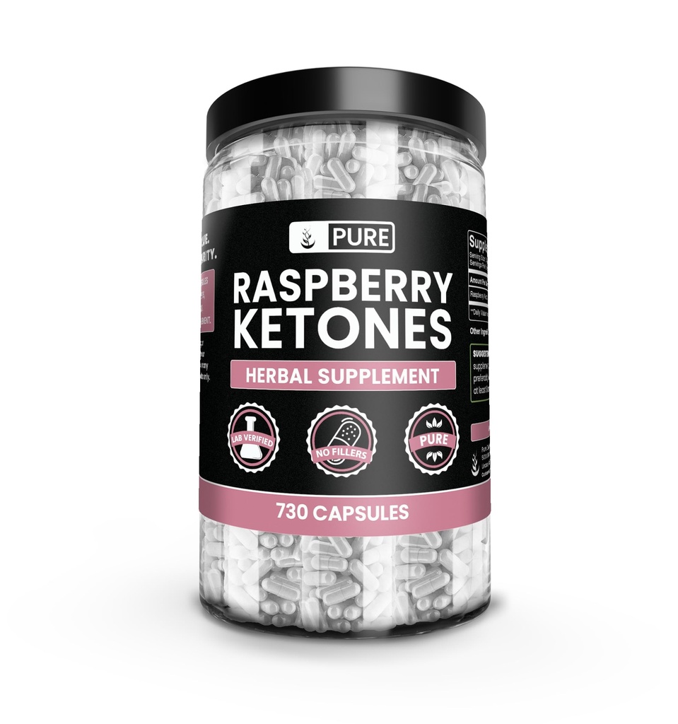 Pure originele ingrediënten Raspberry Keton (730 capsules) Geen Magnesium of Rijst Fillers, altijd zuiver, Lab geverifieerd